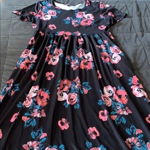 short sleeve long floral dress